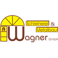 Gelbes Logo der Wagner GmbH fuer Schreinerei und Metallbau in Braun